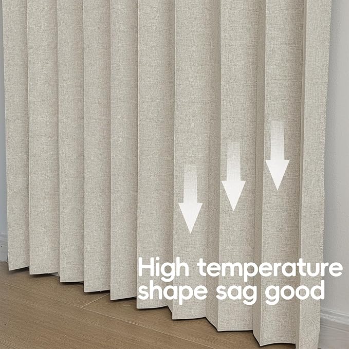 Jilron Accordian Door Curtain, 100% Blackout Folding Magnetic Doorway Curtains,Linen Style Closet Doors,for Room Divider,Privacy Protection（W72 x L78,Off White,1 Panel）