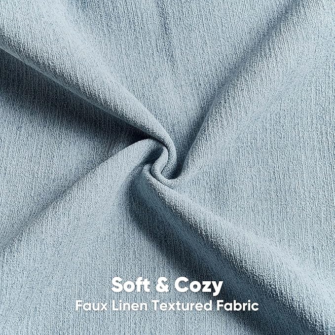 HAUSSY Denim Blue Throw Pillow Covers 18x18 Inch Set of 2,Boho Decorative Faux Linen Throw Pillows Cozy Farmhouse Accent Cushion Covers,Home Decor for Couch Sofa Bed Living Room
