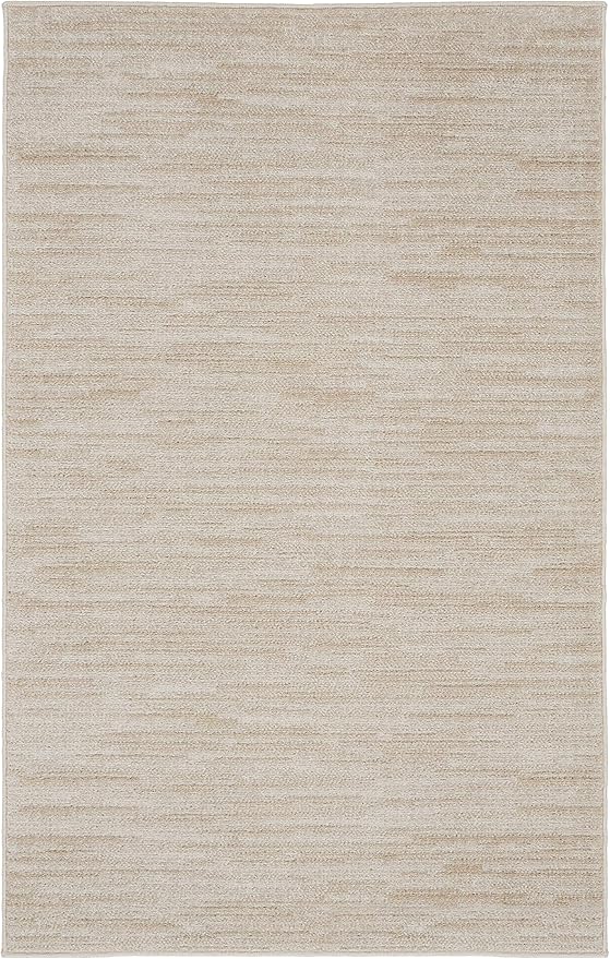 Nourison Home Essentials Indoor/Outdoor Ivory Beige 3' x 5' Area Rug, Easy Cleaning, Non Shedding, Bed Room, Living Room, Dining Room, Backyard, Deck, Patio (3x5)