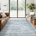 Soalmost 5x7 Area Rugs Blue Low Pile Indoor Washable Trendy Faded Style Rugs for Bedroom Living Room Dining Room Foldable Non-Slip Thin Print Mat