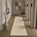 2x8 Taupe Washable Runner Rug for Living Room Bedroom Neutral Soft Floral Non Slip Runner Rug Lightweight Vintage Low Pile Distressed Runner Kitchen Hallway Porch Beside Bed Bathroom