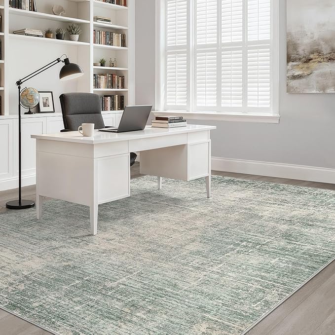 7x10 Area Rug Living Room: Washable Large Neutral Green Rugs Abstract Soft Modern Stain Resistant Indoor Floor Non-Slip Carpet for Bedroom Nursery Kids Office Playroom Dining Room Under Table Home