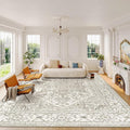 Area Rugs for Living Rooms - 6x9, Boho Non-Slip Low Pile Carpet Machine Washable Rugs for Bedroom, Farmhouse, Office, Dining Room (Beige)