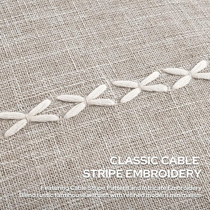 HOMEIDEAS Decorative Striped Throw Pillow Covers 20x12 Set of 2, Tan Farmhouse Pillow Covers, Neutral Faux Linen Cushion Covers for Couch Sofa Bed Home Decor