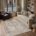 4x6 Washable Vintage Area Rug Brown Oriental Soft Entryway Throw Rug Neutral Non Slip Low Pile Small Carpet for Kitchen Bathroom Living Room Bedroom