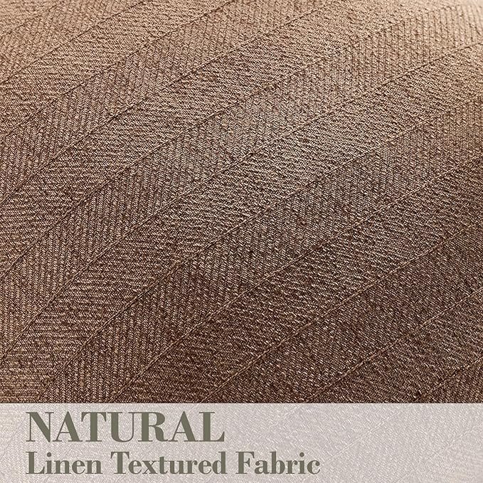 DEZENE 12x20 Linen Pillow Covers Brown Pack of 2 Farmhouse Boho Neutral Accents Striped Textured Rectangular Lumbar Decorative Throw Pillow Cases for Living Room Couch Bed Home Decor