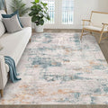 5x7 Area Rugs Living Room: Washable Large Neutral Aqua Brown Rug Abstract Soft Modern Stain Resistant Indoor Floor Non-Slip Carpet for Bedroom Nursery Kids Office Playroom Dining Room Under Table