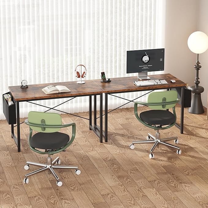 OLIXIS Computer Desk 47 Inch Home Office Desks for Small Spaces, Gaming Writing Study Work Table with Storage Bag and Headphone Hook for Bedroom, Rustic Brown