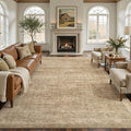 Nakagishi 10x14 Area Rugs Living Room: Washable Large Vintage Rug Neutral Non-Slip Soft Stain Resistant Indoor Carpet for Bedroom Nursery Dining Room Office Playroom - Dark Bown