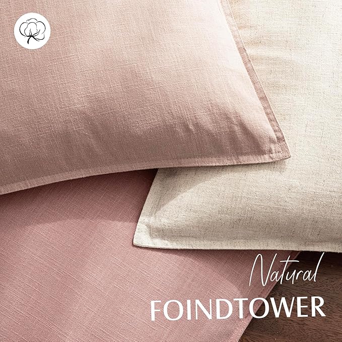 Foindtower Pack of 2, Decorative Linen Soild Throw Pillow Covers Soft Accent Euro Cushion Case Boho Farmhouse Pillowcase for Chair Couch Sofa Bedroom Living Room Home Decor 20 x 20 Inch Rose Pink