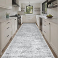 Soalmost 4x10 Wide Hallway Runner Rug: Washable Soft Rug Runners for Living Room Bedroom Ktichen, Stain Resistant Low Pile Area Rugs Non Slip Floor Carpet (Grey, 4x10)