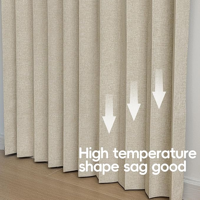 Jilron Accordian Door Curtain, 100% Blackout Folding Magnetic Doorway Curtains,Linen Style Closet Doors,for Room Divider,Privacy Protection（W52 x L78,Beige,1 Panel）