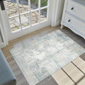 2x3 Washable Area Rug Blue Cream Abstract Non Slip Soft Low Pile Small Rug for Entryway Kitchen Bathroom Neutral Modern Throw Carpet for Living Room Bedroom Home Decor