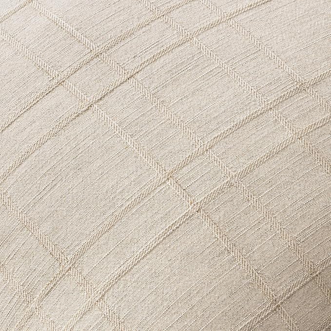MIULEE Decorative Linen Check Euro Shams Throw Pillow Covers Neutral Farmhouse Vintage Pillow Covers 26x26 Set of 2 Boho Modern Home Decor for Sofa Couch Bedroom Cushion Natural Beige