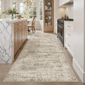 Soalmost Hallway Runner Rug 4x8 Wide: Washable Thin Runners for Hallways Entry, Non Slip Soft Vintage Kitchen Area Rugs for Living Room Bedroom Dining Room Foyer (Brown, 4x8)