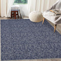 RUGSREAL Washable Rug 10x13 for Living Room Modern Abstract Area Rug Non-Slip Large Contemporary Bedroom Rug Stain Resistant Aesthetic Accent Floor Carpet Foldable Solid Rug for Home Office, Blue