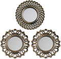 BONNYCO Wall Mirrors Pack of 3, Round Gold Mirrors for Home Decor Bedroom and Living Room. Espejos Decorativos de Pared Sala Dormitorio, Circle Wall Decor Minimalist Vintage Chic. Gifts for Women Mums