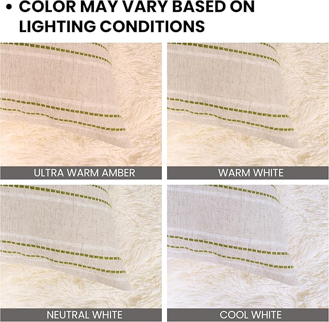 AELS 12x20 Decorative Farmhouse Linen Throw Pillow Covers, Boho Textured Pillow Case, Set of 2, Beige with White & Green Stitch Yarn Dyed Stripe Cushion Cover for Sofa Couch Living Room (Cover ONLY)