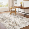3x4 Washable Area Rug Brown Grey Abstract Non Slip Soft Low Pile Rug for Entryway Kitchen Bathroom Neutral Modern Throw Carpet for Living Room Bedroom Home Decor