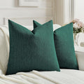 FUTEI Teal Chenille Decorative Throw Pillow Covers 26x26 Inch Set of 2,Soft Cozy Faux Linen Textured Euro Pillow Shams,Farmhouse Home Decor for Couch Living Room