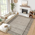 GarveeHome Scalloped Washable Rugs 10x13 Rug for Living Room Modern Bedroom Rug Brown Large Area Rug Non Slip Throw Rugs Soft Low Pile Stain Resistant Carpet for Dorm Dining Room 10'x13' Brown