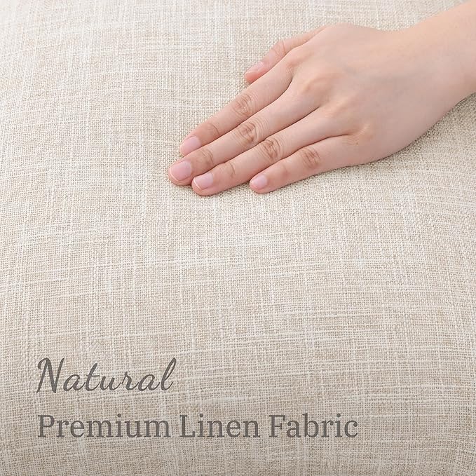 decorUhome Summer Decorative Throw Pillow Covers 26x26 Set of 2 Square Faux Linen Outdoor Neutral Farmhouse Euro Sham Pillow Covers with Stitched Edge for Couch Sofa Living Room, Beige