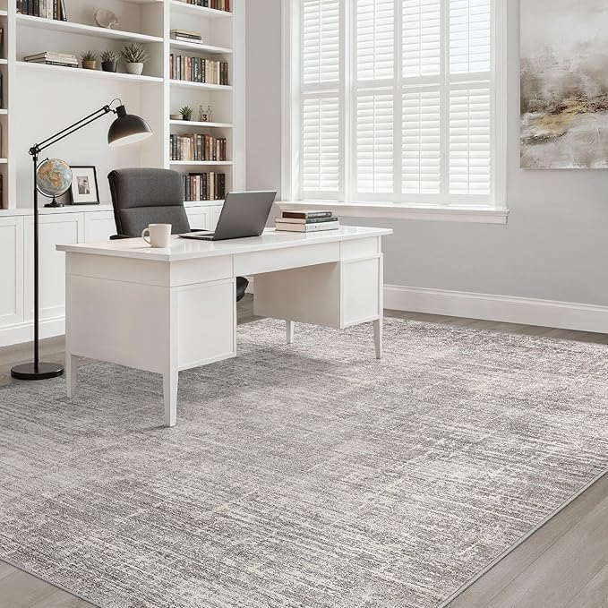 5x8 Area Rug Living Room: Washable Large Neutral Rug Abstract Soft Modern Stain Resistant Indoor Floor Non-Slip Carpet for Bedroom Nursery Kids Office Playroom Dining Room Under Table- Brown Gray