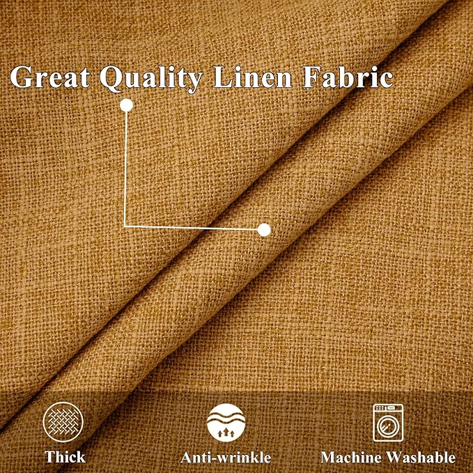 decorUhome Summer Decorative Throw Pillow Covers 18x18 Set of 2 Square Faux Linen Outdoor Neutral Farmhouse Pillow Covers with Stitched Edge for Couch Sofa Living Room, Bronze Gold