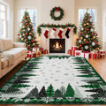 Garvee Washable Rugs for Living Room 8x10 Large Christmas Rugs Mats with Xmas Tree Snowflake Pattern, Foldable Plaid Accent Rug, Soft Low Pile Indoor Carpet for Bedroom, Office, Green