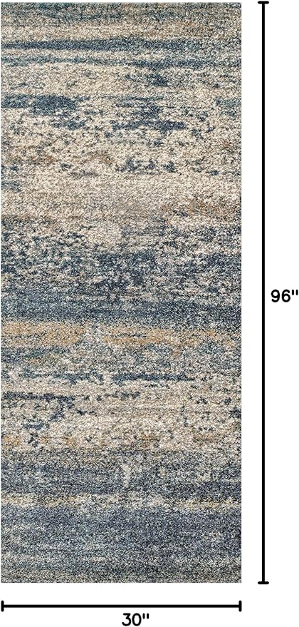Art&Tuft Runner Rug 2'6"x8' - Anti-Slip Backing Abstract Hallway Rug, Stain Resistant Kitchen Rugs, Foldable Machine Washable Area Rug(2'6"x8', Navy)