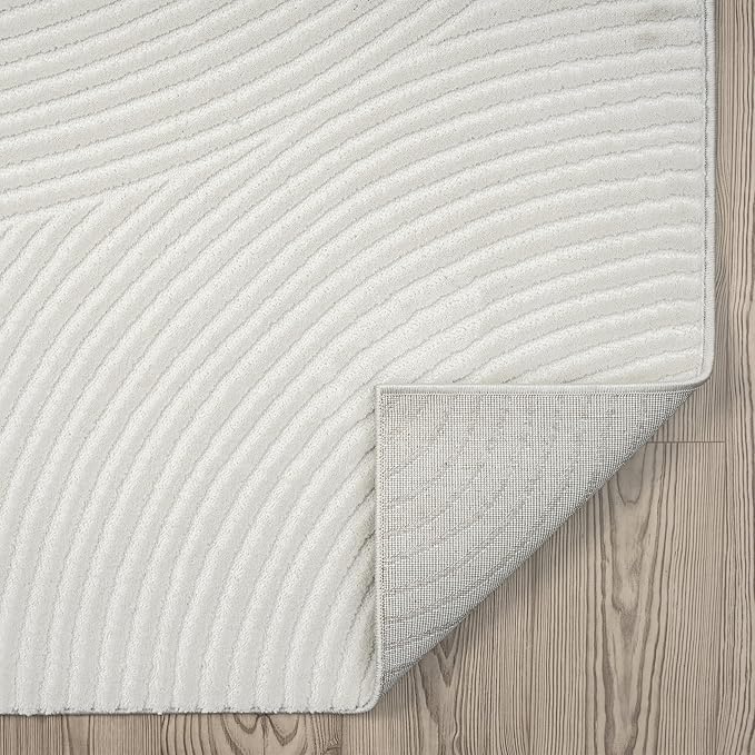 Abani Neutral Cream Area Rug 10' x 14' | White Luxury Zen Carpet | Minimalist Ivory Rugs for Bedroom, Living Room and Dining