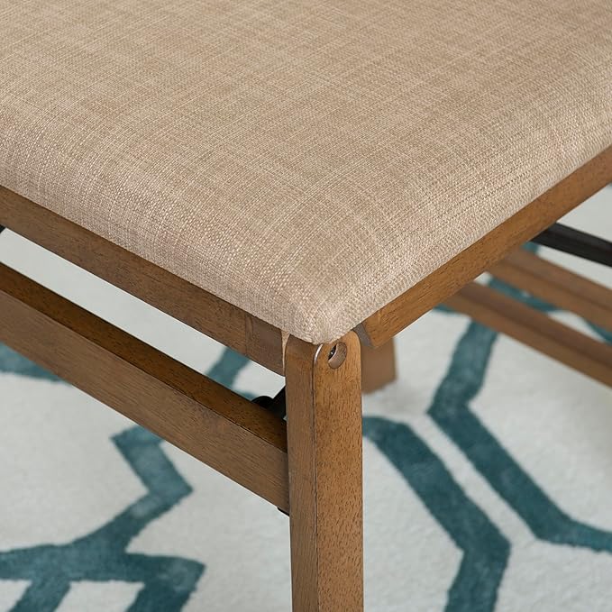 Bennett Natural Folding Chair with Rope Back and Linen Upholstered Seat Set of 2 by Linon