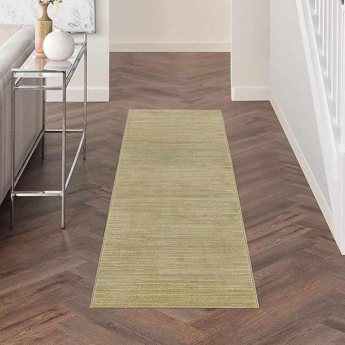 Nourison Home Nourison Essentials Green Gold 2' x 6' Area Rug - Easy Clean, Non Shedding, Bed Room, Living Room, Dining Room, Kitchen (6' Runner)