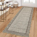 GarveeHome Scalloped Washable Runner Rug 2x10 Runner Modern Kitchen Runner Rug Non Slip Farmhouse Entryway Rug Soft Bathroom Rugs Stain Resistant Carpet for Laundry Bedroom 2 ft x10 ft Brown