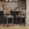 VKNOW Bar Stools Set of 2, 26" Upholstered Counter Height Bar Stools, Modern Counter Stools with Black Legs for Kitchen Island Dining Room Bar, Brown-Black Legs