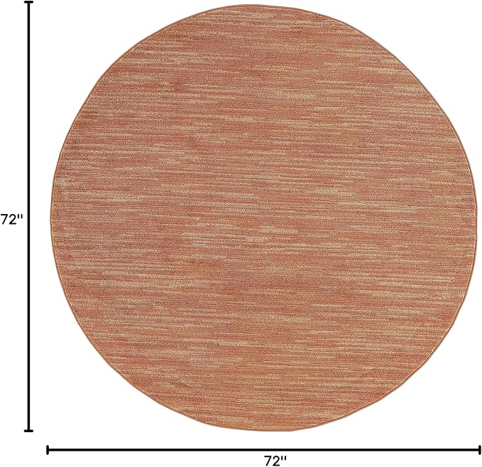 Nourison Home Nourison Essentials Rust 6' x Round Area Rug - Easy Clean, Non Shedding, Bed Room, Living Room, Dining Room, Kitchen (6' x Round)