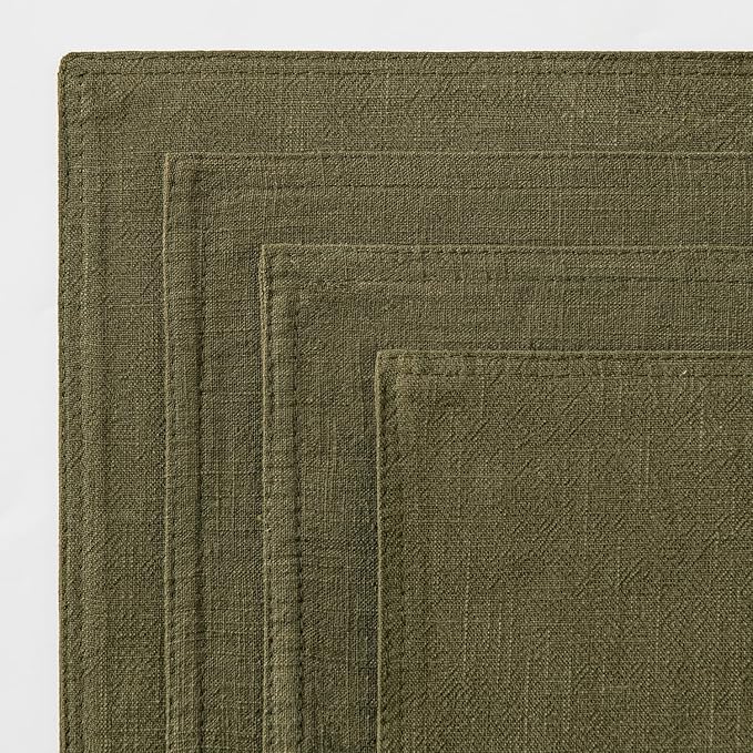 MIULEE Olive Green Linen Pillow Covers Pack of 4 Decorative Natural Solid Throw Pillow Covers Soft Accent Boho Farmhouse Couch Pillowcases Modern Spring Decors for Living Room Bed Sofa 20x20 Inch
