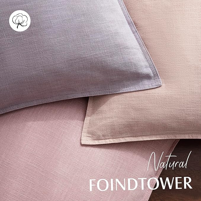 Foindtower Pack of 2, Decorative Linen Soild Throw Pillow Covers Soft Accent Euro Cushion Case Boho Farmhouse Neutral Pillowcase for Couch Sofa Bedroom Living Room Home Decor 24 x 24 Inch Light Purple