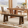 Solid Wood Dining Bench, 55.12-Inch Farmhouse Entryway Bench Indoor for Hallway, Kitchen, Dining Room, Living Room (Dark Brown)