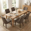 Wooden Dining Chairs Set of 6, Upholstered Farmhouse Fabric Dining Room Chair, Mid Century Kitchen Chair for Restaurant & Cafe, Brown