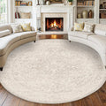 FMFUNCTEX 6ft Round Washable Area Rug Beige Vintage Neutral Oriental Distressed Non Slip Carpet for Living Room Bedroom Soft Low Pile Indoor Mat Retro Throw Rug for Dining Room Office Nursery Entry