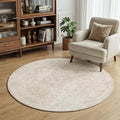 FMFUNCTEX 3ft Round Washable Area Rug Beige Vintage Neutral Oriental Distressed Small Non Slip Carpet for Living Room Bedroom Soft Low Pile Indoor Mat Cream Retro Rug for Entryway Bathroom Bedside