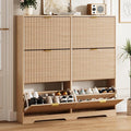HUANLEGO Shoe Cabinet Storage for Entryway with 6 Flip Drawers, Oak Fluted Shoe Cabinet with Adjustable Shelves, Wooden Hidden Shoe Rack Freestanding Narrow Slim Shoes Storage for Hallway, Entrance