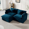 Modular Sectional Sofa, 76.7 Inch L-Shaped Cloud Sofa with Deep Seat Comfortable Chenille Sofa with Cushion Double Sectional Sofa for Living Room Apartment,Blue