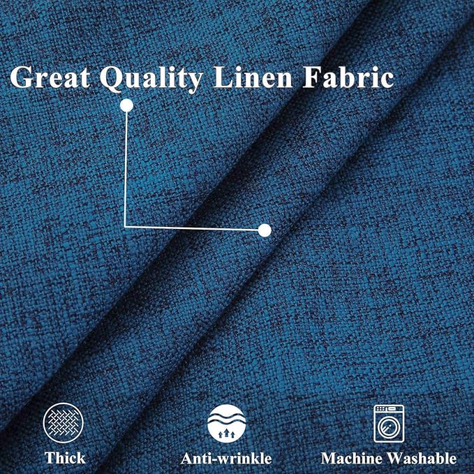 decorUhome Summer Decorative Throw Pillow Covers 24x24 Set of 2 Square Faux Linen Outdoor Neutral Farmhouse Euro Sham Pillow Covers with Stitched Edge for Couch Sofa Living Room, Dark Blue