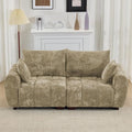 81.5" Chenille Love Seat Sofa, 2 Seater Modular Sectional Couch with Deep Seat, Solid Wood Legs, Cloud Couch for Bedroom, Living Room, Mid Century Modern Loveseat, Tufted Sofa, Brown