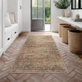 FMFUNCTEX 2x5 Washable Runner Rug Terracotta Vintage Neutral Distressed Oriental Non Slip Low Pile Retro Hallway Entryway Indoor Carpet for Kitchen Living Room Bedroom Bathroom Laundry Entry Bedside