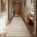 3x8 Beige Washable Neutral Runner Rug for Living Room Floral Non Slip Low Pile Runner Indoor Vintage Traditional Stain Resistant Distressed Carpet Kitchen Bedroom Dining Room Hallway Bathroom