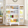 GAIOUS Metal Kitchen Pantry Cabinet, Storage Cabinets with 2 Door and 3 Adjustable Shelves, White Freestanding Food Storage Cabinet, Steel Cupboard for Kitchen Dinning Room