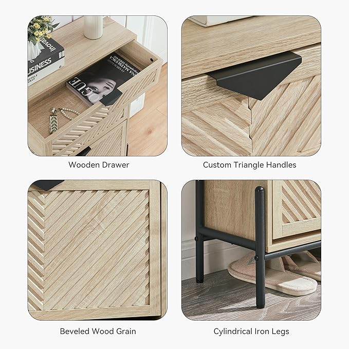 Shoe Cabinet Storage with 2 Flip Drawers, Narrow Hidden Shoes Cabinet Organizer for Entryway, Freestanding Slim Shoe Rack Front Door Entrance(Oak)